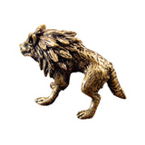 Maxbell Brass Wolf Figurine Decorative Wealth Craft Home Miniatures Animal Sculpture