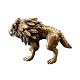 Maxbell Brass Wolf Figurine Decorative Wealth Craft Home Miniatures Animal Sculpture