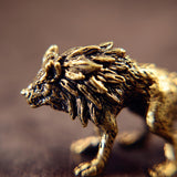 Maxbell Brass Wolf Figurine Decorative Wealth Craft Home Miniatures Animal Sculpture