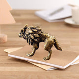 Maxbell Brass Wolf Figurine Decorative Wealth Craft Home Miniatures Animal Sculpture