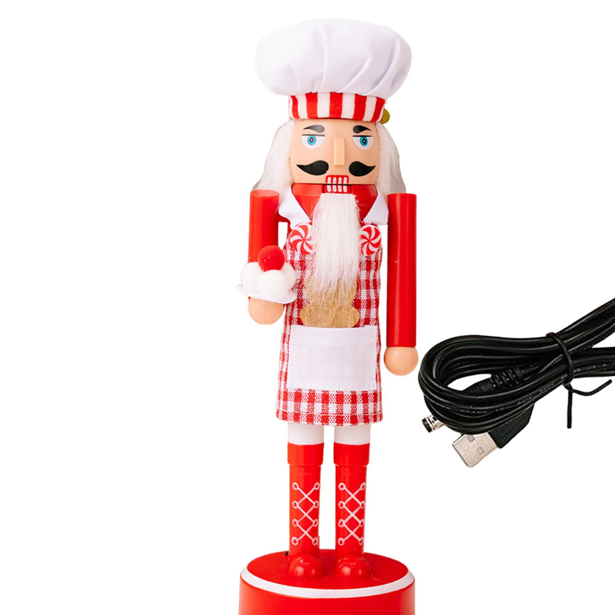 Christmas Nutcracker Figurine Built in Light for Home Halloween Thanksgiving Red White