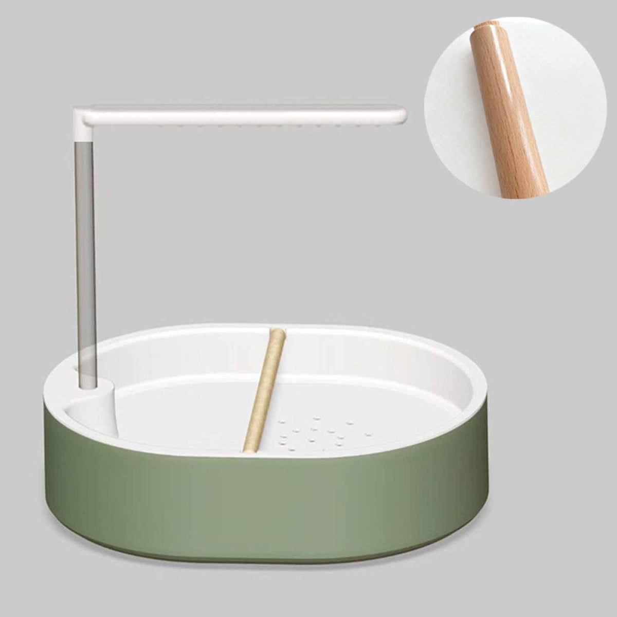 Bird Automatic Bath Shower with Wooden Perches Cage Accessory Parrot Bathtub White Shower Head