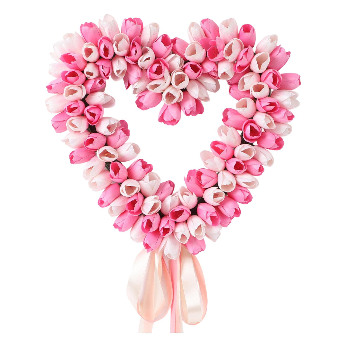 Heart Shaped Wreath Spring Summer Tulip Wreath for Window Decoration Holiday