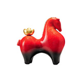 Ceramic Horse Statue Creative Feng Shui Decor for Bookshelf Bedroom Entrance Red