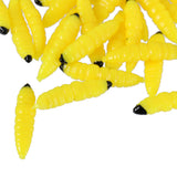 Maxbell Maxbell 50 pcs Bionic Soft Fishing Lures 30mm Worm Maggot Grub Shape Baits Yellow