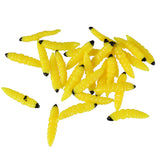 Maxbell Maxbell 50 pcs Bionic Soft Fishing Lures 30mm Worm Maggot Grub Shape Baits Yellow