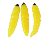 Maxbell Maxbell 50 pcs Bionic Soft Fishing Lures 30mm Worm Maggot Grub Shape Baits Yellow