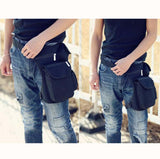 Maxbell Maxbell Canvas Drop Waist Leg Bag Motorcycle Rider Belt Waist Fanny Bags Black