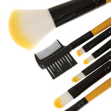 Maxbell Women Pro Face Makeup Cosmetic Brush Tools Eyelash Comb Blush Eyeshadow Lipstick Applicator Brush 7Pcs/Set + Pouch Bag Case Yellow