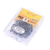 Maxbell 200pcs Barbed Fishing Hook High-Carbon Steel Fishhook Saltwater Black 9# 10#