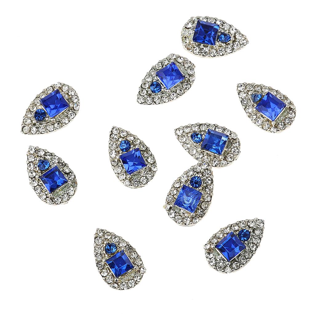 Maxbell Maxbell Nail Art 10 Pcs 3D Bling Rhinestone Charm Decorations Silver Royal Blue