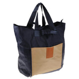 Maxbell Women Portable Large Folding Travel Handbag Roll-up Purse Shopping Tote Shoulder Bag - Navy Blue