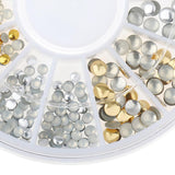 Maxbell Maxbell 400pcs 3D Nail Art DIY Glitter Decoration Round Rivet Shaped Gold Silver