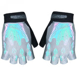 Maxbell Motorcycle Bike Bicycle Riding Cycling Reflective Half Finger Gloves White M - Aladdin Shoppers