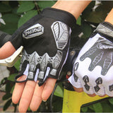 Maxbell Motorcycle Bike Bicycle Riding Cycling Reflective Half Finger Gloves White M - Aladdin Shoppers