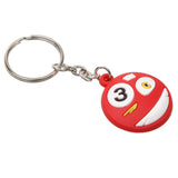 Maxbell Rubber Cute Expression Billiard Ball Design Key Chain Keyring - Red 3 - Aladdin Shoppers