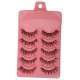 Maxbell 5 Pairs Beauty Makeup Handmade Messy Cross Style False Eyelashes  Dark Pink