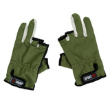 Maxbell Maxbell Adjustable Anti-slip 3 Low Cut Fingers Cycling Fishing Gloves Army Green