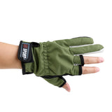 Maxbell Maxbell Adjustable Anti-slip 3 Low Cut Fingers Cycling Fishing Gloves Army Green