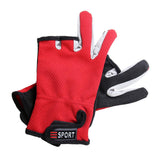 Maxbell Maxbell Adjustable Anti-slip 3 Low Cut Fingers Cycling Fishing Gloves Red
