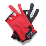Maxbell Maxbell Adjustable Anti-slip 3 Low Cut Fingers Cycling Fishing Gloves Red