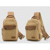 Maxbell Unisex Vintage Canvas Shoulder Chest Sling Satchel Bag Messender Pack Khaki - Aladdin Shoppers