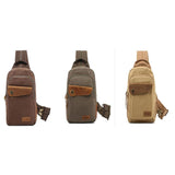 Maxbell Unisex Vintage Canvas Shoulder Chest Sling Satchel Bag Messender Pack Khaki - Aladdin Shoppers