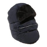Maxbell Mens Ladies Trapper Plain Russian Winter Warm Hat Cap with Mask Dark Blue - Aladdin Shoppers
