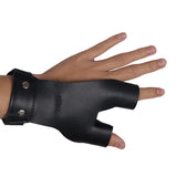 Maxbell Maxbell Cow Leather Left Hand Finger Protector Glove for Archery Bow Hunting Black