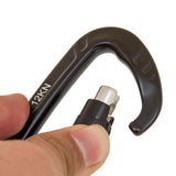 Maxbell 12KN D Shape Carabiner Screw Locking Clip Hook Keychain Camping Black - Aladdin Shoppers