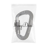 Maxbell 12KN D Shape Carabiner Screw Locking Clip Hook Keychain Camping Black - Aladdin Shoppers