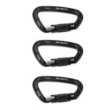 Maxbell Maxbell 3 Pieces 24KN Aluminum Self-locking Carabiner D-Ring Keychain Black