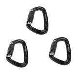 Maxbell Maxbell 3 Pieces 24KN Aluminum Self-locking Carabiner D-Ring Keychain Black