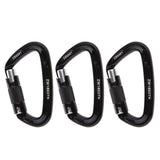 Maxbell Maxbell 3 Pieces 24KN Aluminum Self-locking Carabiner D-Ring Keychain Black