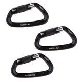 Maxbell Maxbell 3 Pieces 24KN Aluminum Self-locking Carabiner D-Ring Keychain Black