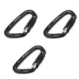 Maxbell Maxbell 3 Pieces 24KN Aluminum Self-locking Carabiner D-Ring Keychain Black