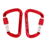 Maxbell Aluminum D-Ring Carabiner Rock Climbing Screw Locking Karabiners 30KN Red - Aladdin Shoppers