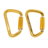 Maxbell 1 Pair 30KN D-Ring Twist Auto Locking Rock Climbing Carabiner Rescue Gold - Aladdin Shoppers