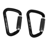 Maxbell Maxbell 1 Pair 30KN D-Ring Twist Auto Locking Rock Climbing Carabiner Rescue Black