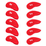 Maxbell Maxbell 10 Pieces/Set Golf Club Protective Iron Head Cover Wedge Sock Headcover Red