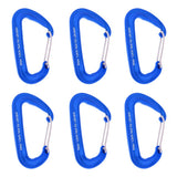 Maxbell Maxbell 6 Pieces 12KN Aluminum Wire Gate Carabiner for Hammock Camping Hiking Blue