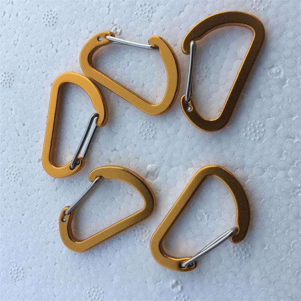 Maxbell Maxbell 5 Piece D Ring Carabiner Spring Snap Clip Key Chain Hook Buckle Gold Yellow