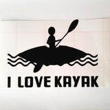 Maxbell I LOVE KAYAK Kayak Canoe Stickers Boat Funny Decal Car Window Decor Black - Aladdin Shoppers