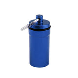 Maxbell Maxbell Airtight Pill Box Case Holder Container Alloy Capsule Bottle Keychain Blue