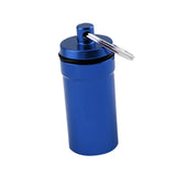 Maxbell Maxbell Airtight Pill Box Case Holder Container Alloy Capsule Bottle Keychain Blue