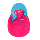 Maxbell Kids UPF 50+ Sun Protection Beach Hat Neck Flap 2# Rose Red & Sky Blue - Aladdin Shoppers