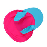 Maxbell Kids UPF 50+ Sun Protection Beach Hat Neck Flap 2# Rose Red & Sky Blue - Aladdin Shoppers