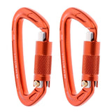 Maxbell 2 Piece 24KN Self-locking Aluminum Mountain Rock Climbing Carabiner Orange - Aladdin Shoppers