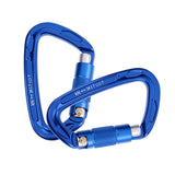 Maxbell 2 Piece 24KN Self-locking Aluminum Mountain Rock Climbing Carabiner Blue - Aladdin Shoppers