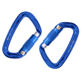 Maxbell 2 Piece 24KN Self-locking Aluminum Mountain Rock Climbing Carabiner Blue - Aladdin Shoppers